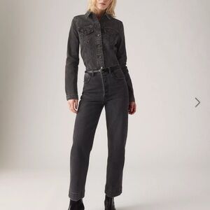 26W 31L Women's Black RIBCAGE STRAIGHT ANKLE WOMEN'S JEANS